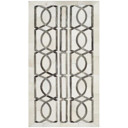 Flowers First 3 x 5 ft. Studio Leather Hand Woven Area Rug, Ivory & Grey - Small Rectangle FL1868206